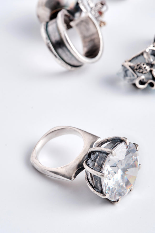 Bling that girl up with this HUGE 20mm round cubic zirconia. Sterling Ring