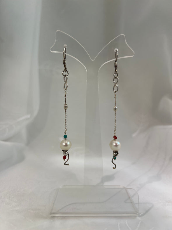 Whispers of Balance – Pearl & Spiral Sterling Earrings