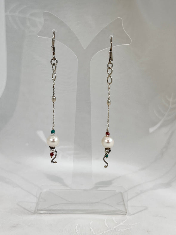 Whispers of Balance – Pearl & Spiral Sterling Earrings
