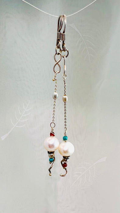 Whispers of Balance – Pearl & Spiral Sterling Earrings