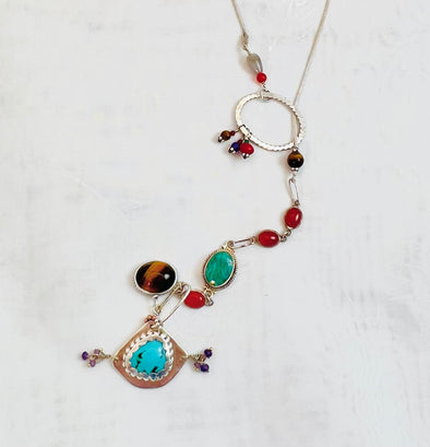 Turquoise/Tiger-eye Lariet necklace