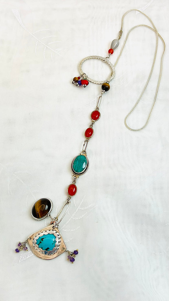 Turquoise/Tiger-eye Lariet necklace