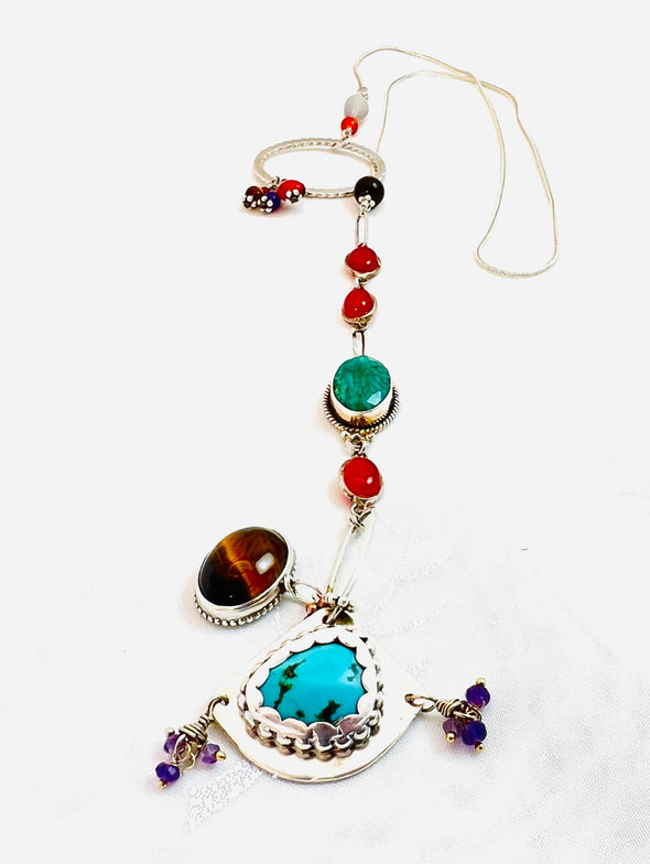 Turquoise/Tiger-eye Lariet necklace