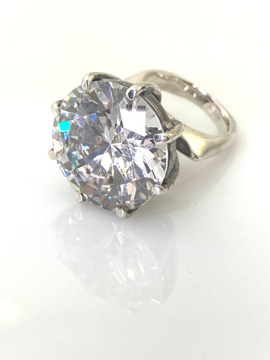 Bling that girl up with this HUGE 20mm round cubic zirconia. Sterling Ring